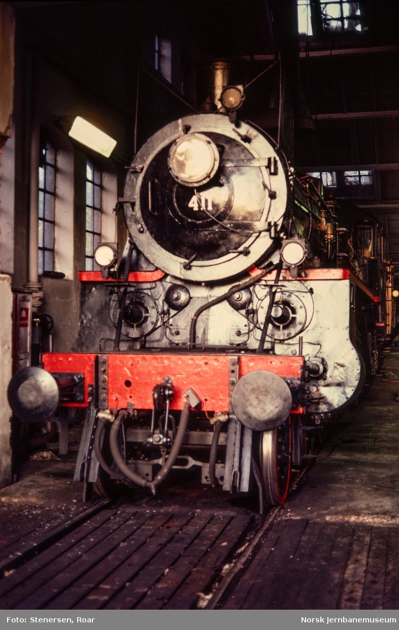Damplokomotiv type 26c nr. 411 i Gamlestallen i Lodalen.