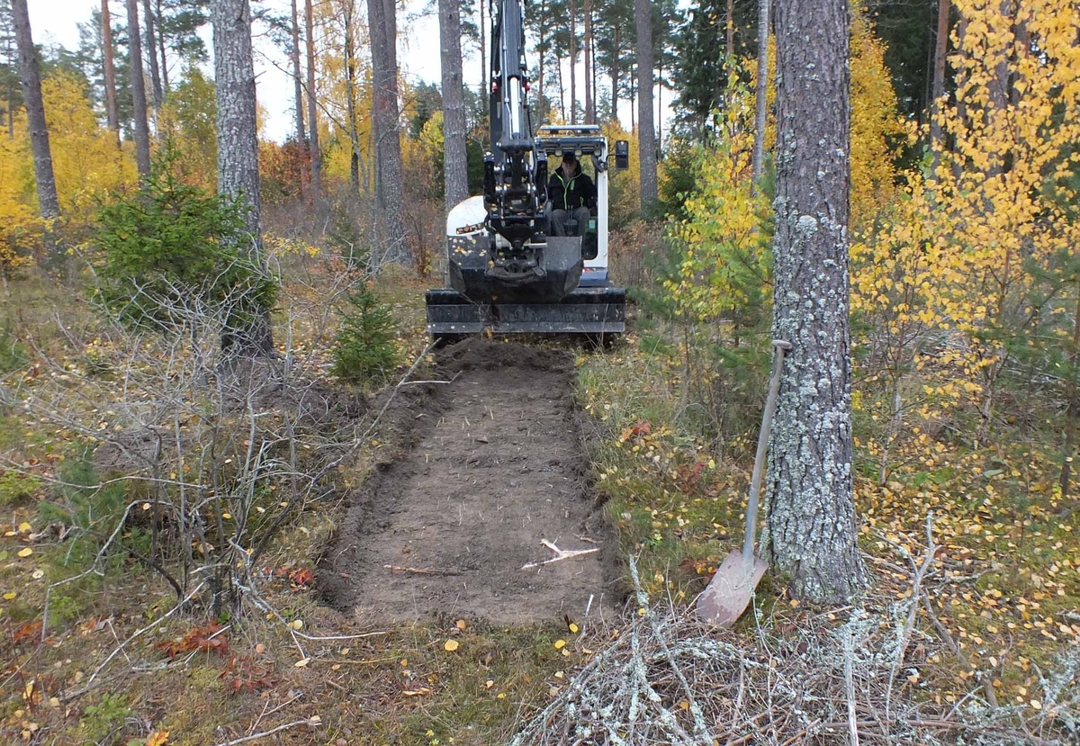 Arkeologisk utredning, grävning mellan träd och buskar inom stenfri yta, objekt 23, Fullerö, Uppsala 2018
