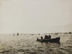 Vårsildfiske omkring 1900. Haugesund og Karmøy i bakgrunnen