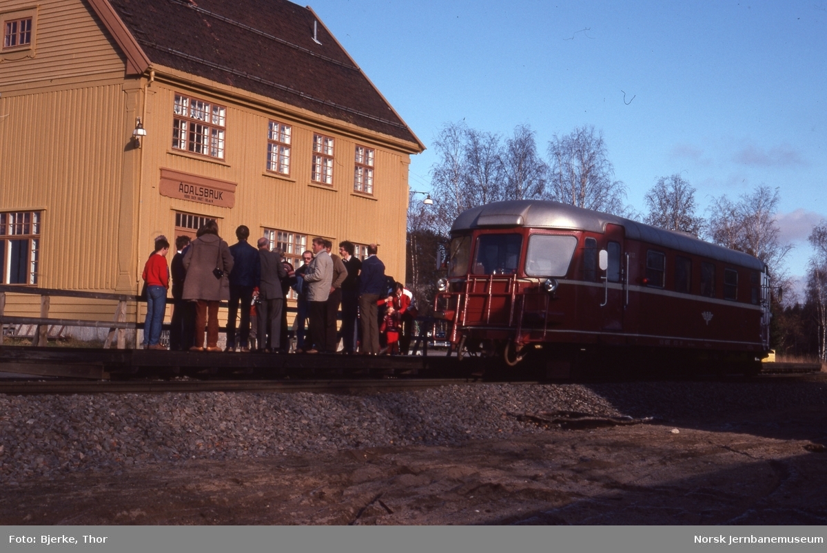 Ådalsbruk stasjon med dieselmotorvogn BM 87 03 i ekstratog til Elverum for Norsk Jernbaneklubb, avd. Hedmark-Oppland