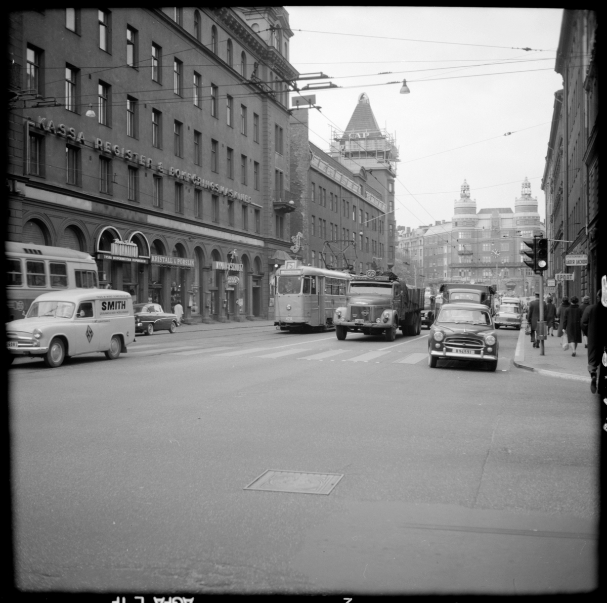 Aktiebolaget Stockholms Spårvägar, SS A26 470 "mustang" linje 5 Karlberg - Östra station vid hållplats Vasagatan.