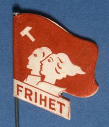 Baksiden av Arbeiderpartiets 1. mai-merke fra 1937. Frihet