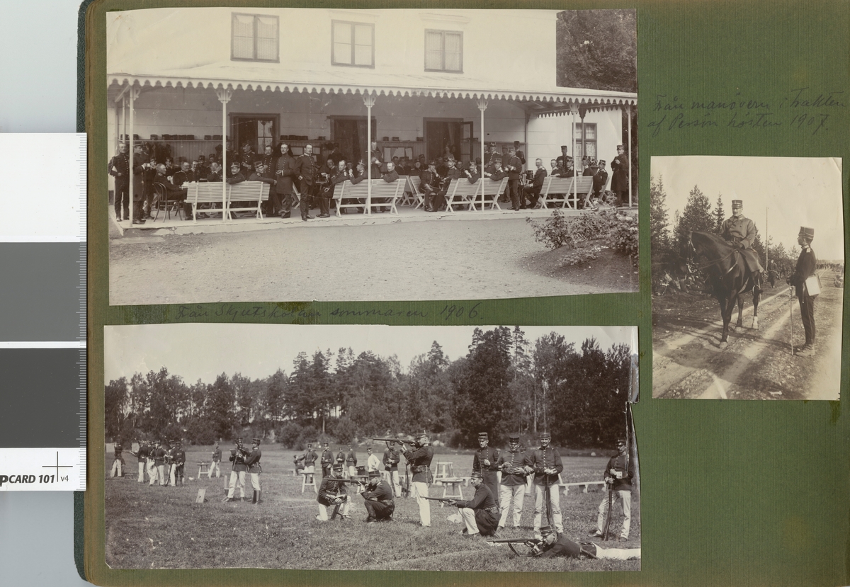 Text i fotoalbum: "Från skjutskolan sommaren 1906."