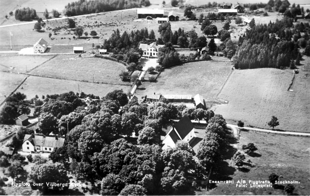 Flygfoto över Villberga, Villberga socken, Uppland 1940