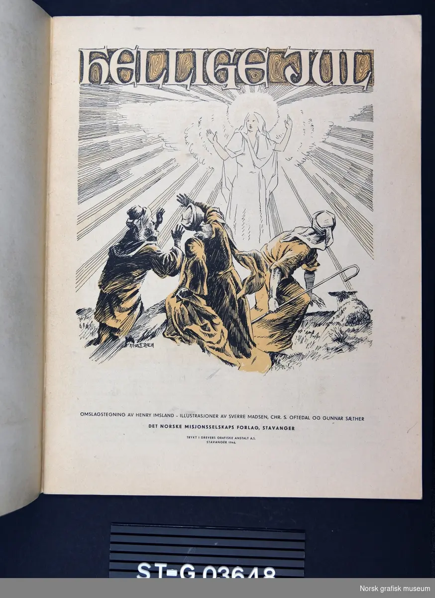 Omslaget viser en rødkledd Jomfru Maria med det nakne Jesusbarnet som baby i fanget. Over de står en bevinget blond mann med hevede armer. Alle har glorie. I bakgrunnen ruver et kors.