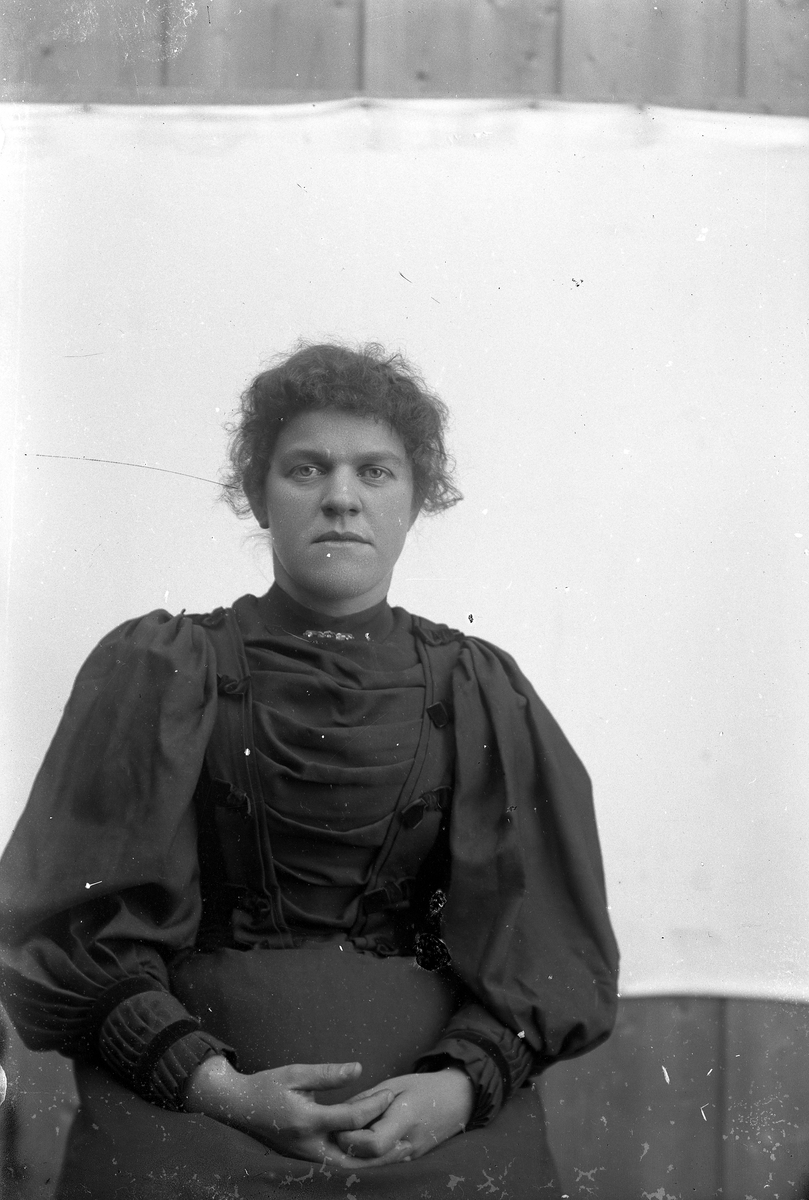 Portrett av dame. Sofie Strandvold g. Lillevold (1871-1922). Utsnitt av samme fotografi finnes i Trysilboka bind 2, under Søndre Moen, s. 202