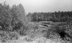Bygging av fløtingsdam ved Lergravsrønningen i Agåa, et side