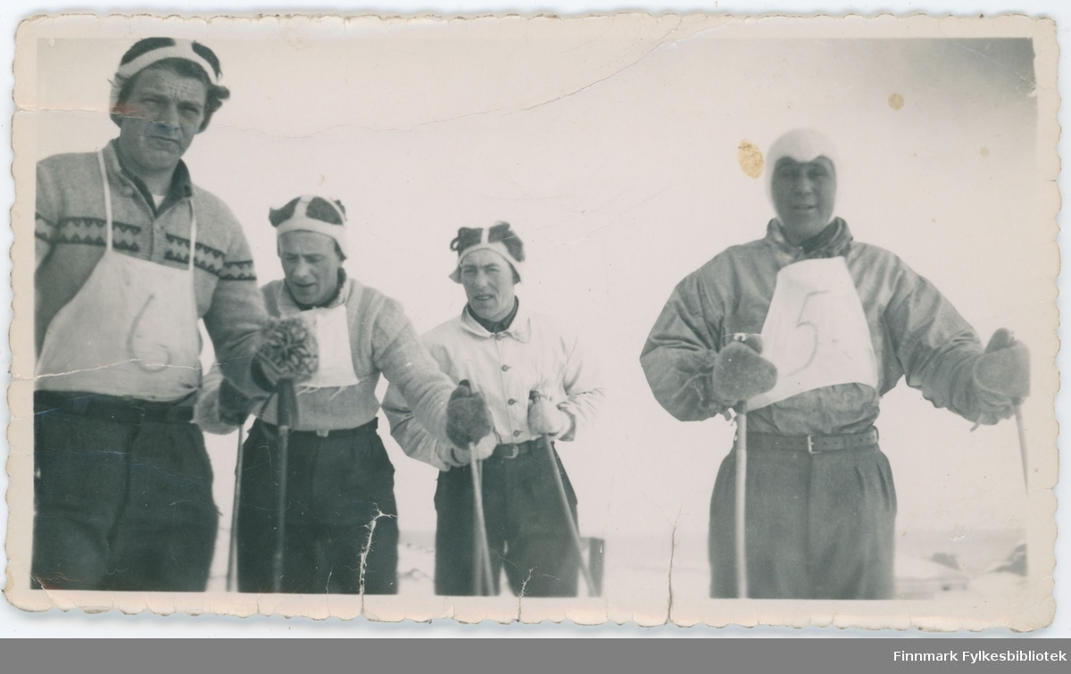 Fire menn på ski-konkurranse. Nordvågen eller Børselv?