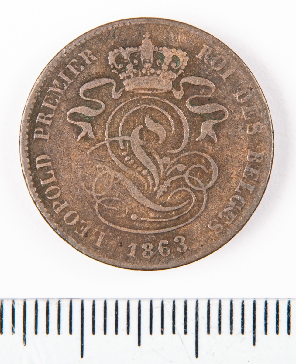 Mynt, Belgien, 1863, 2 Centimes.