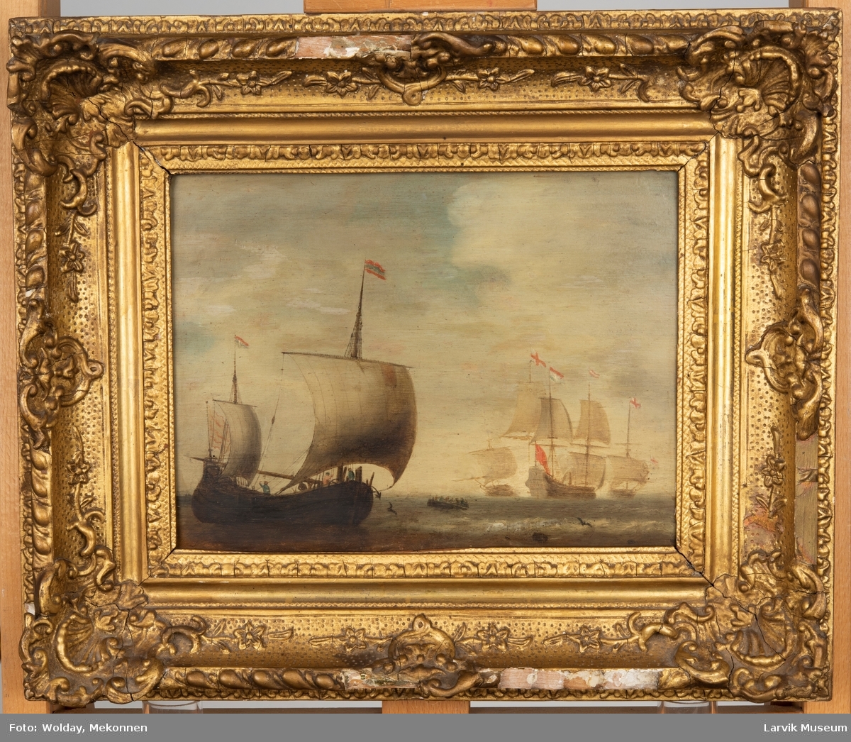 Marinemaleri Nederlandske og engelske seilskip, 16-1700 tallet, usignert