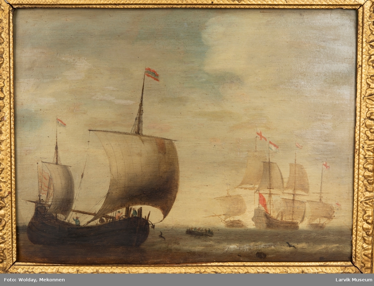 Marinemaleri Nederlandske og engelske seilskip, 16-1700 tallet, usignert