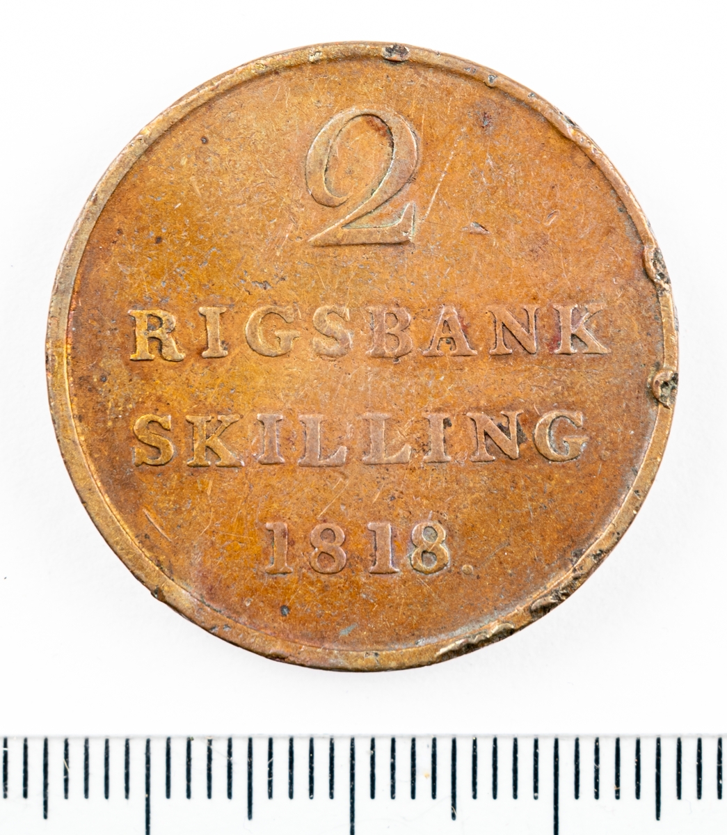 Mynt, Danmark, 1818, 2 RB.Sk.