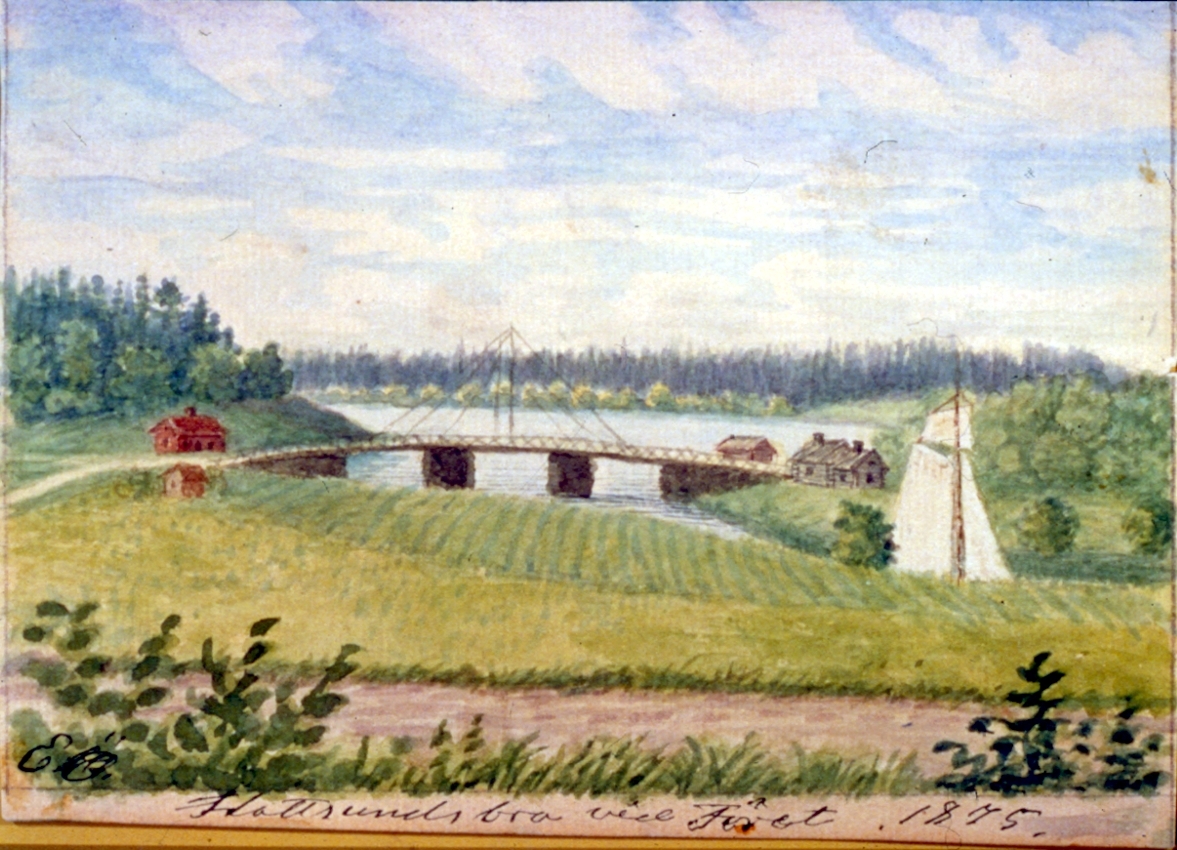 "Flottsunds bro vid föret 1875" Sunnersta, Uppsala.
