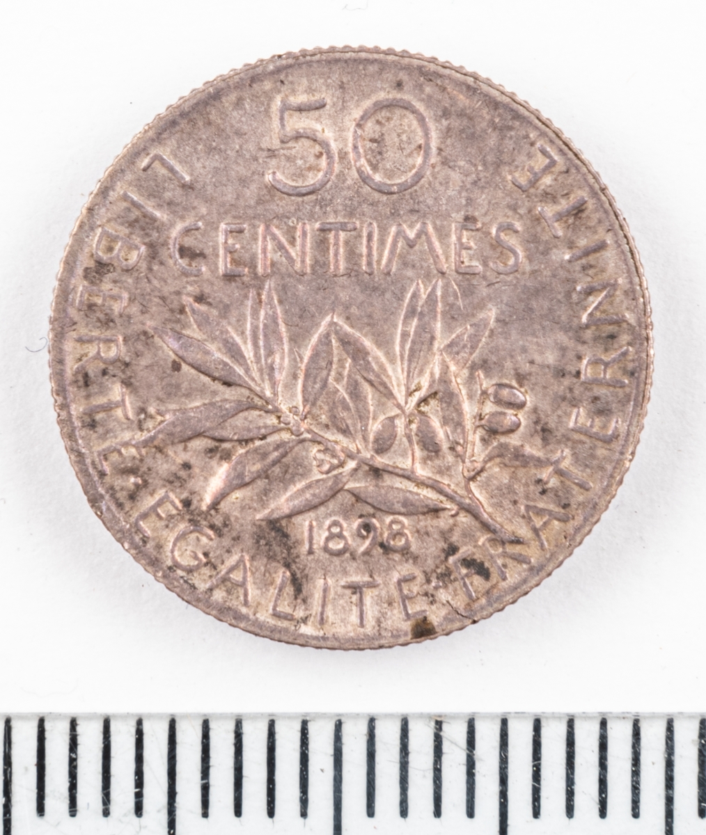 Mynt Frankrike 1873 50 Centimes.