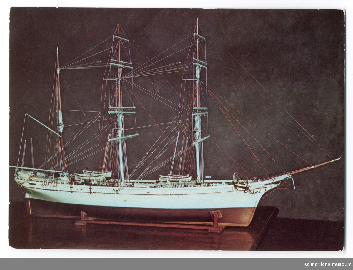 Barkskeppet Cimba. 1800-talets senare del. Detaljriktig modell byggd av T. Bech, Köpenhamn.