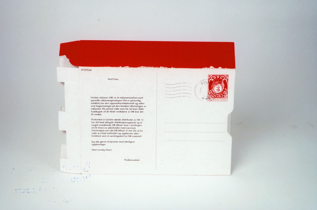 Postmuseet, gjenstander, arkivholder, strøartikkel fra Posten TII/960.