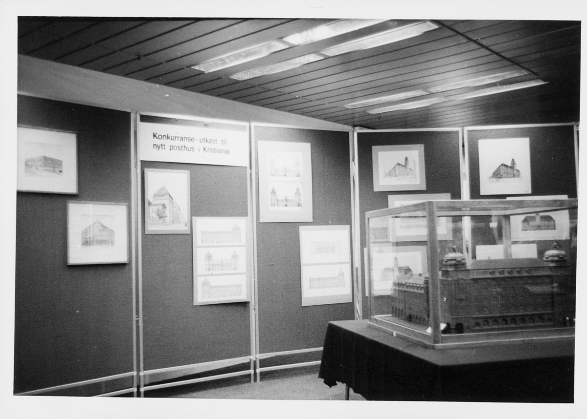 markedsseksjonen, Oslo postgård 50 år, utstilling, konkurranseutkast til nytt posthus i Kristiania