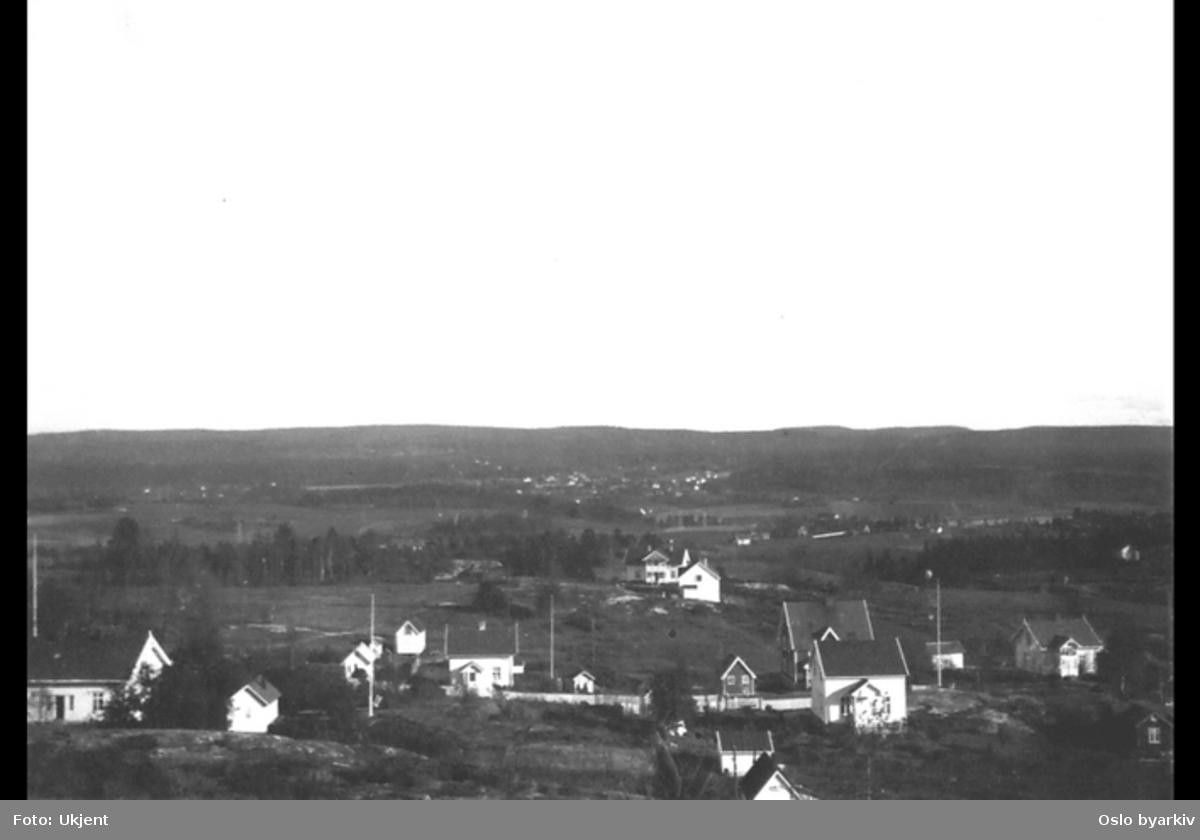 Utsikt fra Brannfjell mot øst (Bratltikollen). Ryenengen midt i bildet. Villabebyggelse