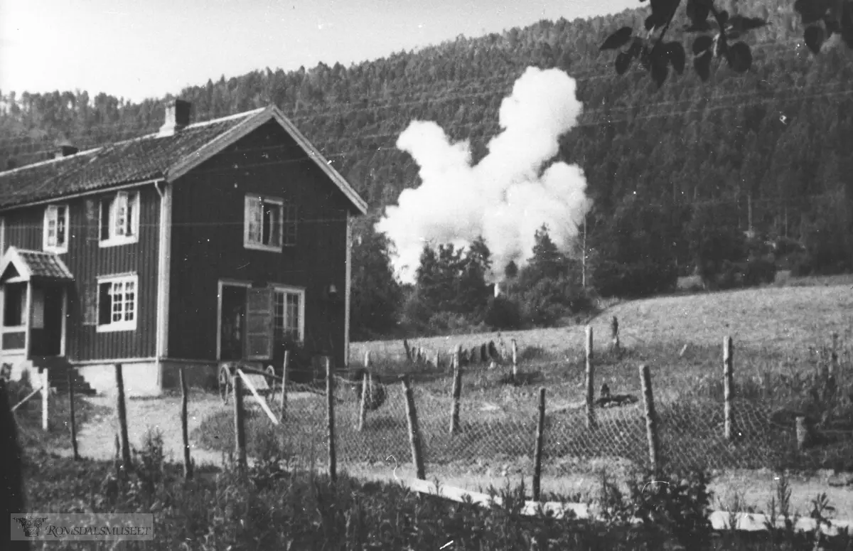 Minerydding på Bjørset..Tyskere driver minerydding på Bjørset 1945. .(se artikkel av Birger Karsen i Romsdal Sogelags årsskrift 1997)