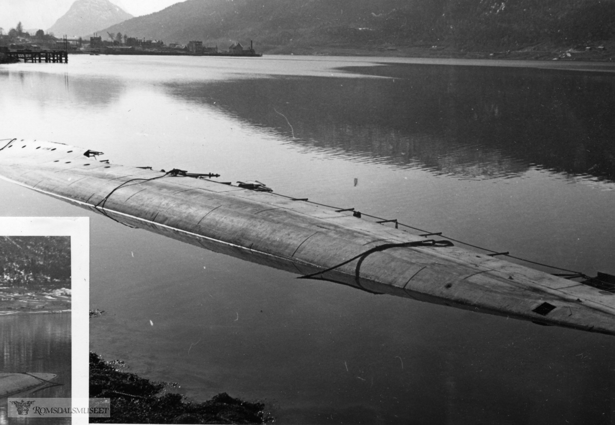 Torpedobåten Trygg kantret i Isfjorden ved Åndalsnes 26.04.1940, etter å ha blitt bombet av tyske fly. Den ble hevet 05.07.1940, siden reparert og tatt i bruk av den tyske marine. Fotografiet er derfor tatt i 1940.