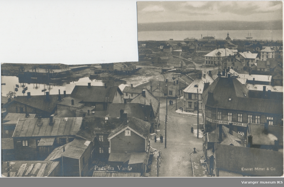 Postkort, Valen og deler av sentrum, sett fra kirketårnet, ca. 1915