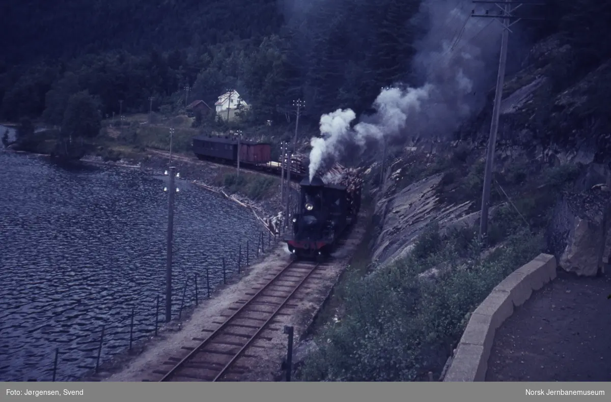 Damplokomotiv nr. 2 med godstog 5662 sør for Vassenden holdeplass