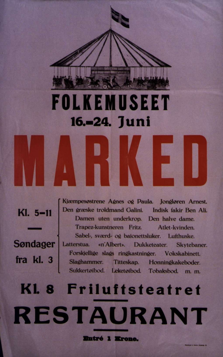 Plakat. Marked på Norsk Folkemuseum.