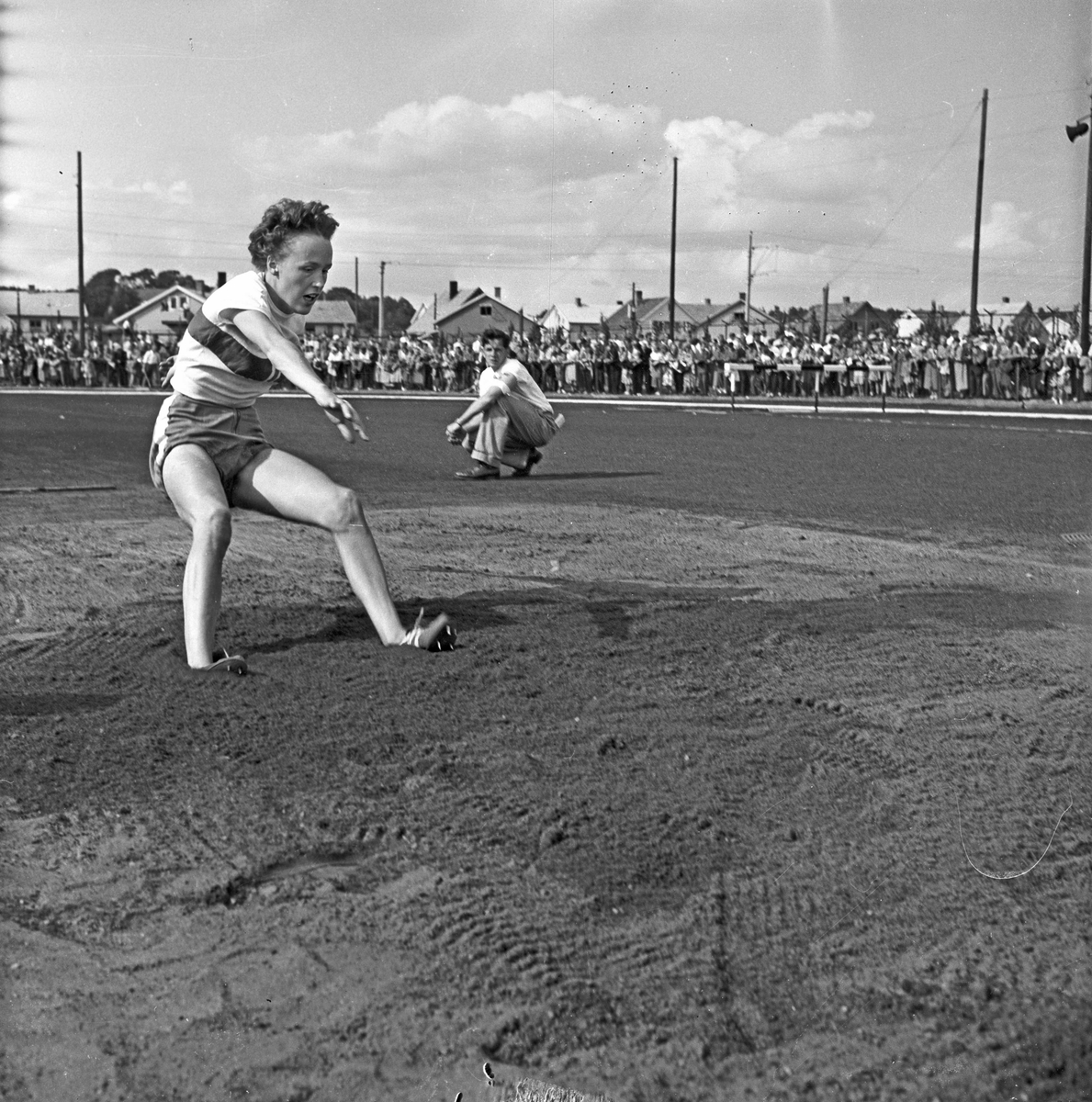 Serie. Norgesmesterskap i friidrett, Sarpsborg, Østfold. Fotografert 1954.