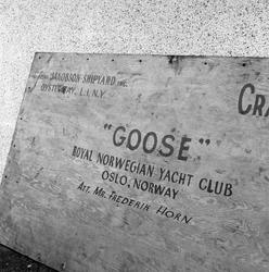 Serie. Seilbåten "Goose" ankret opp ved Oscarshall, Oslo. Fo