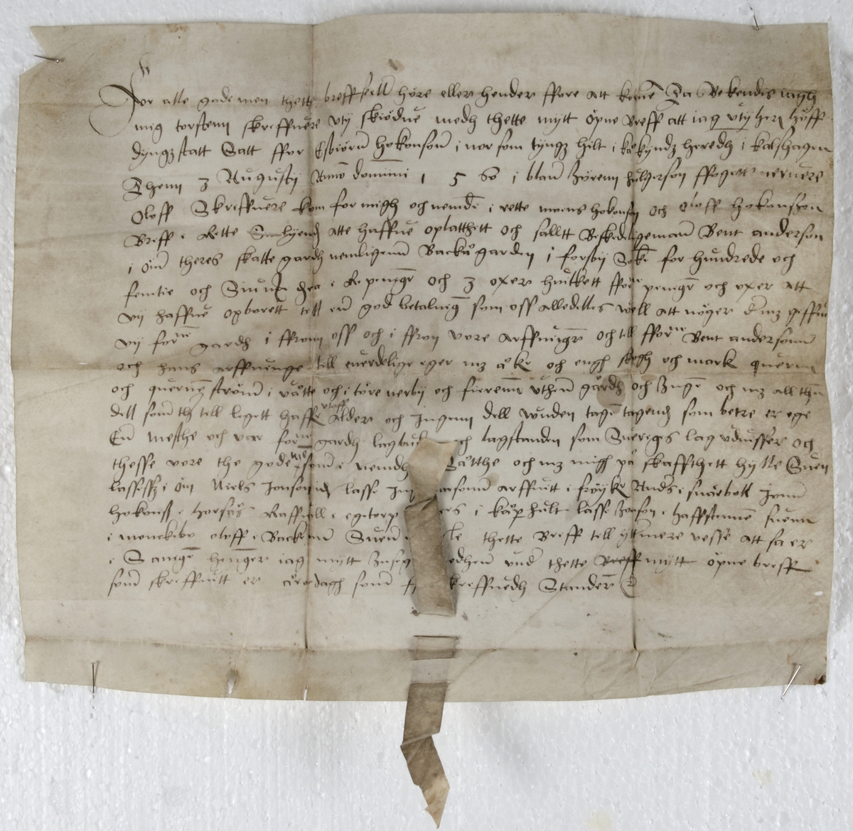 Pergamentsbrev från Gryta socken, Uppland. Från omkring 1560.