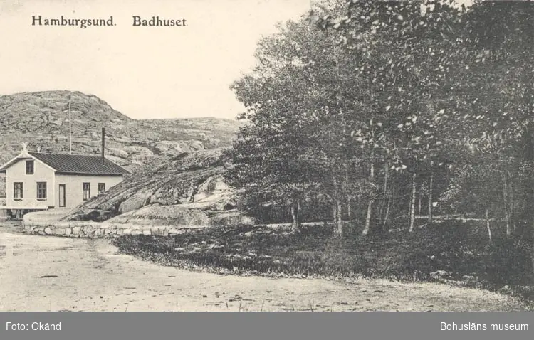 Tryckt text på kortet: "Hamburgsund Badhuset".











