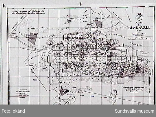 Karta över Sundsvall 1910, av Karl Aberstén. - Sundsvalls museum /  DigitaltMuseum