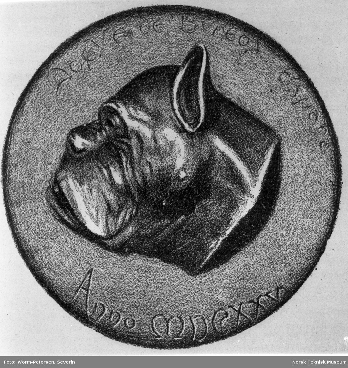 Medaljong med bilde av en bulldog