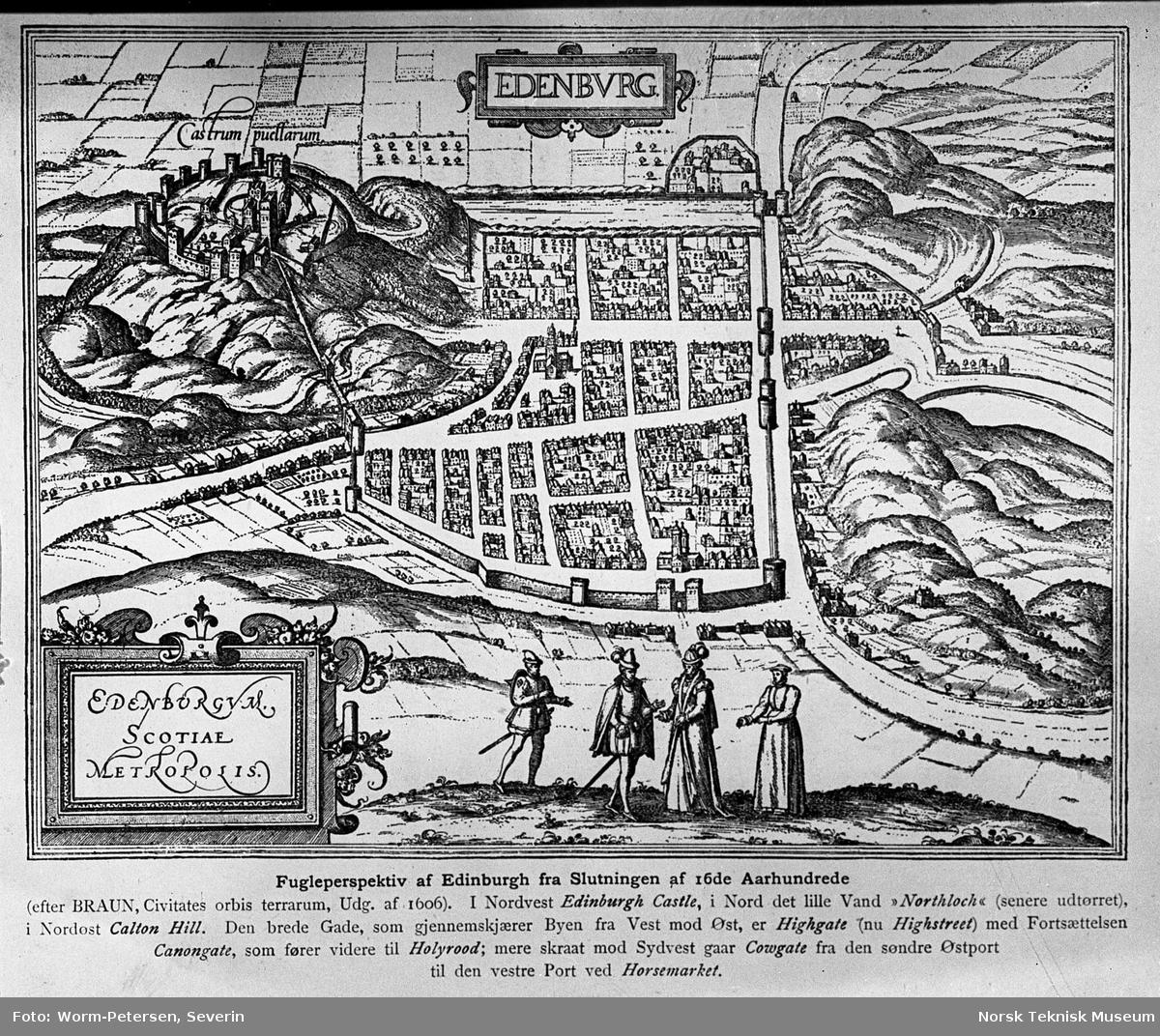 Fugleperspektiv av Edinburgh fra slutten av det 16. århundre