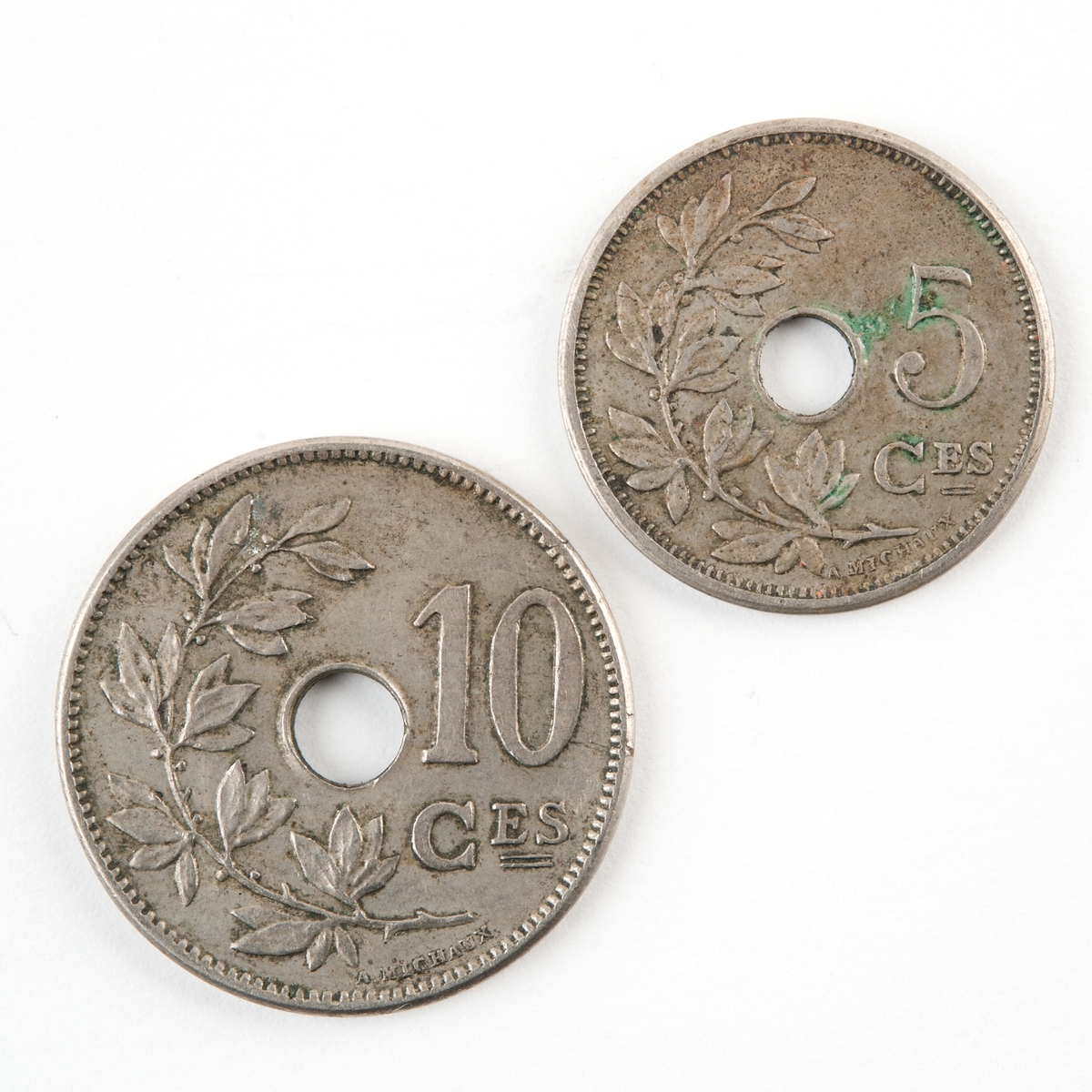 Belgiskt mynt från 1905. 5 Ces.