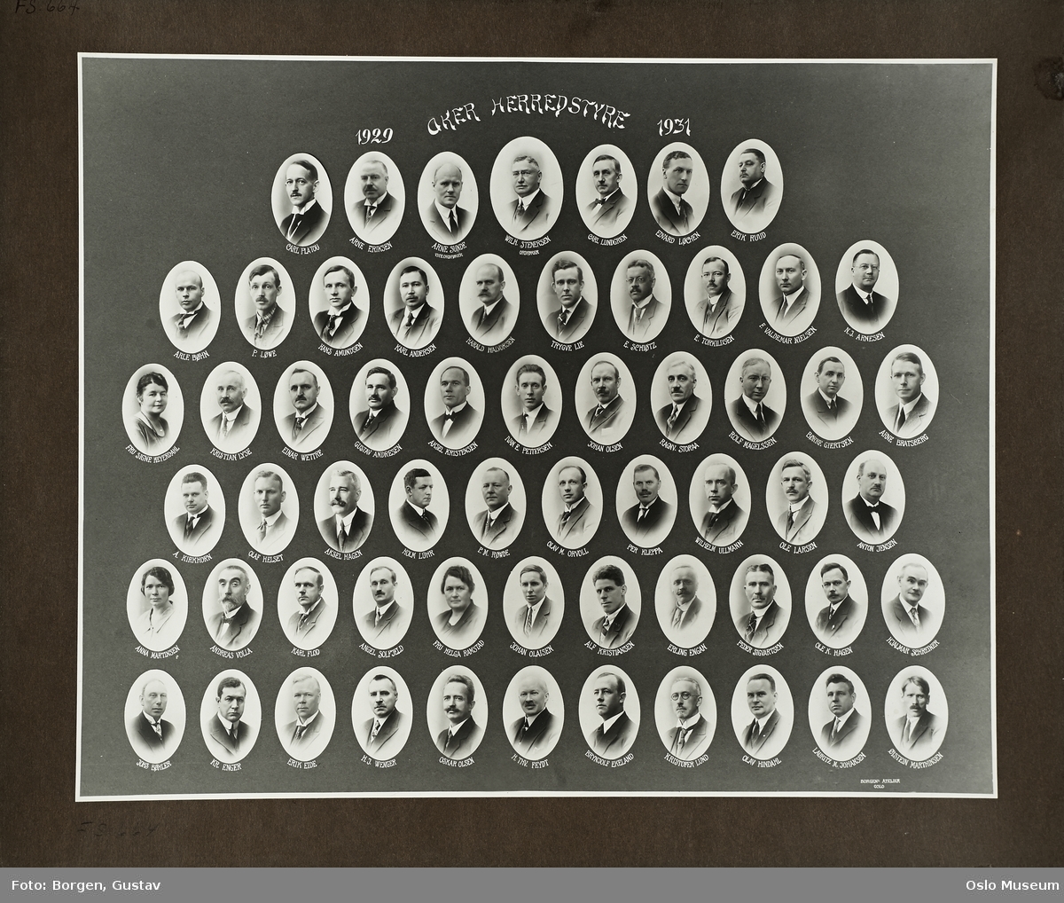 montasje: Aker herredsstyre 1929-1931, portretter, kommunestyrerepresentanter