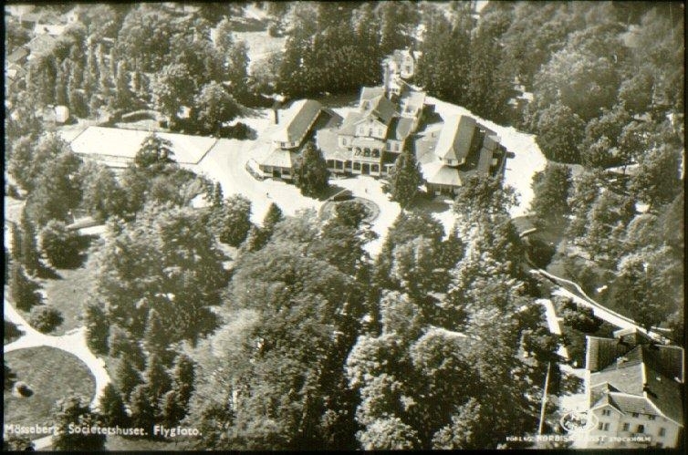 Mössebergs sanatorium, Societetshuset, flygfoto.