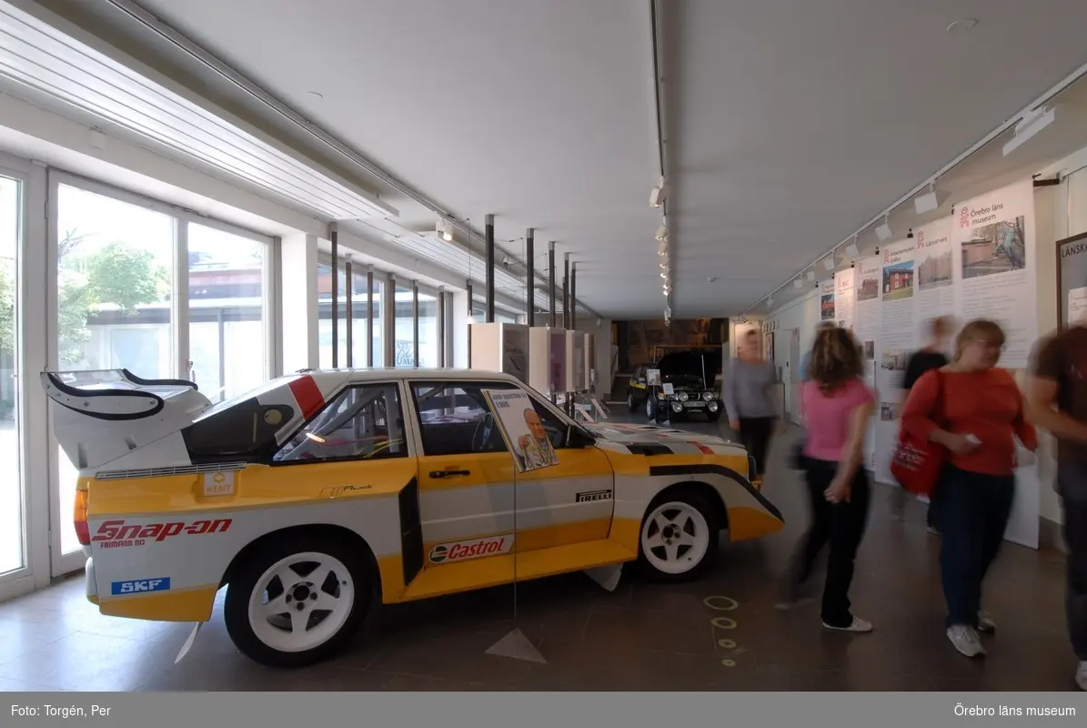Bilder från utställningen Stig Blomqvists rallybilar på Örebro läns museum.