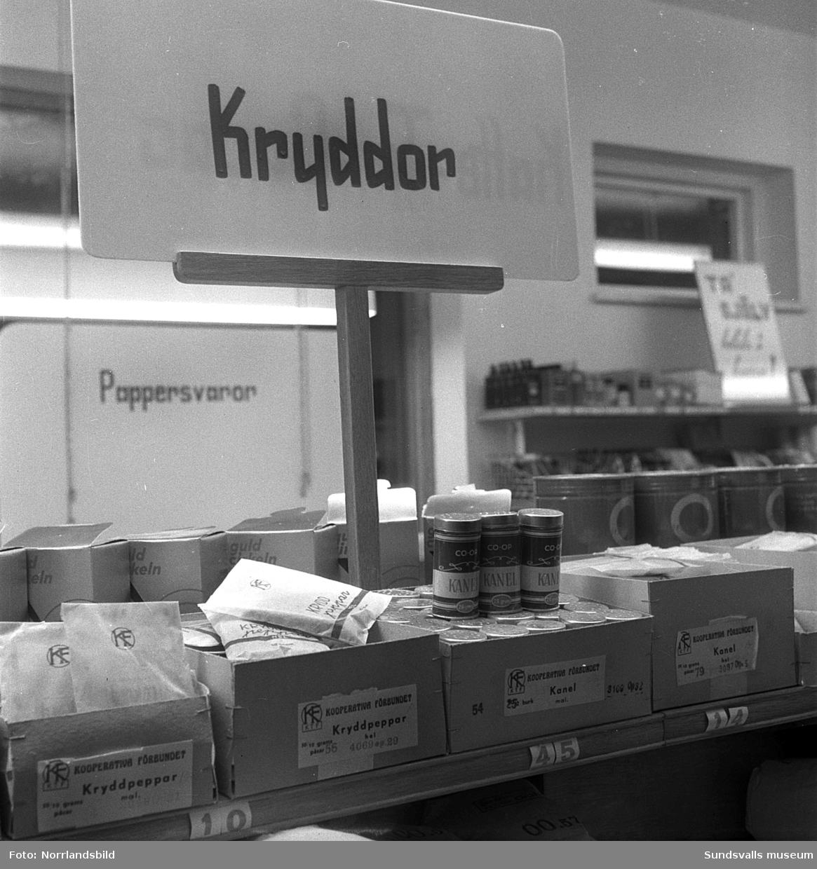 Reportagebilder om arbetet i en konsumbutik.
