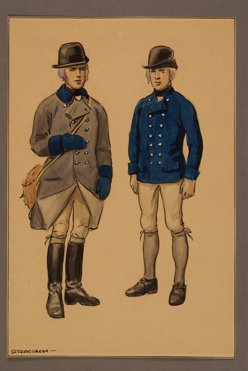 Plansch med uniform för trossdräng vid Västgöta kavalleriregemente 1788, ritad av Einar von Strokirch.