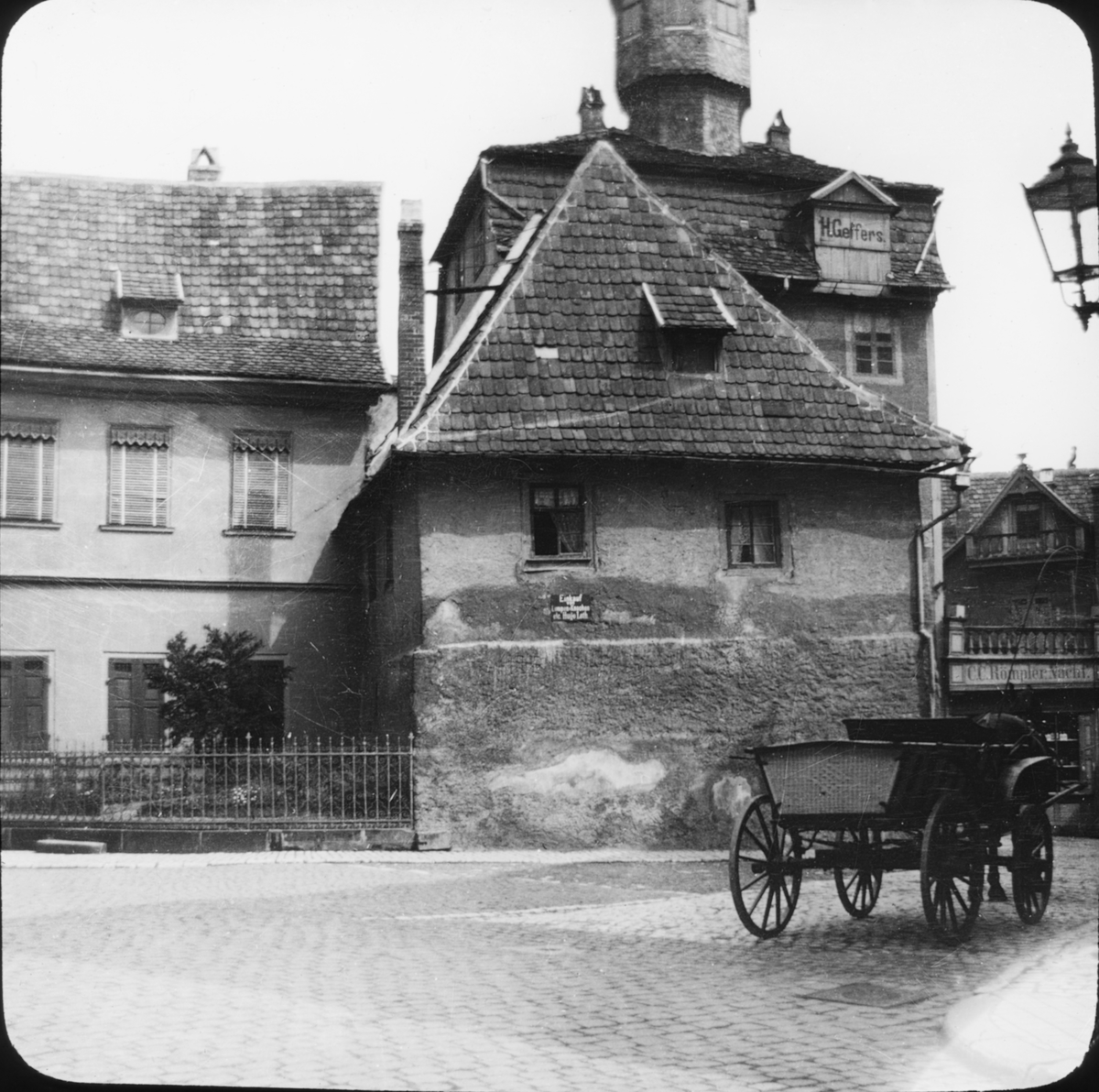 Skioptikonbild med motiv från Bamberg.
Bilden har förvarats i kartong märkt: Resan 1907. Eisenach 5. Bamberg 7. 18