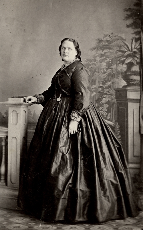 En kvinna.
Fru Mina Bäckström, född Zander (?)
Bilden tagen i Wilhelmina Lagerholms fotoateljé i Örebro.