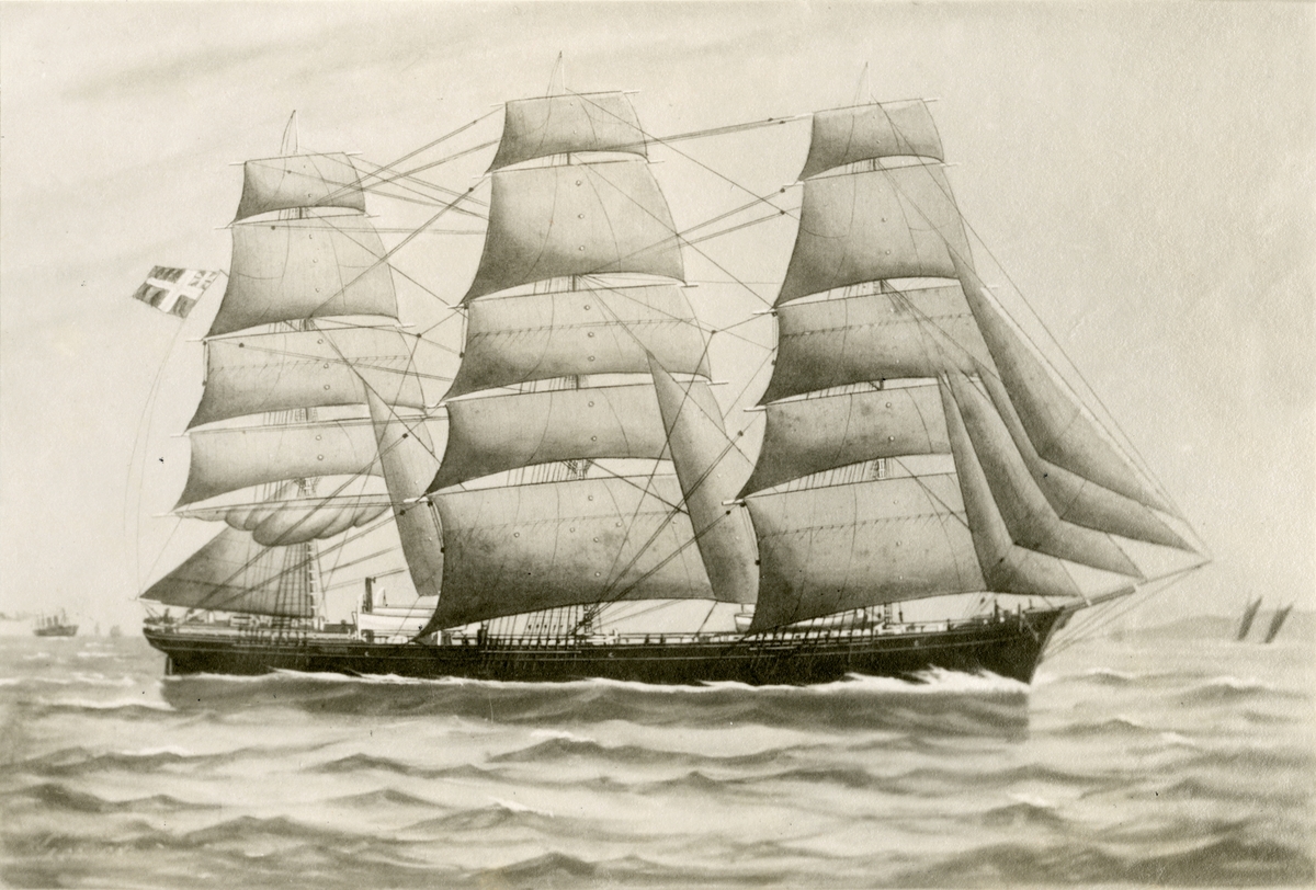 Skipsportrett av fullrigger 'Bellevue' (b.1875)