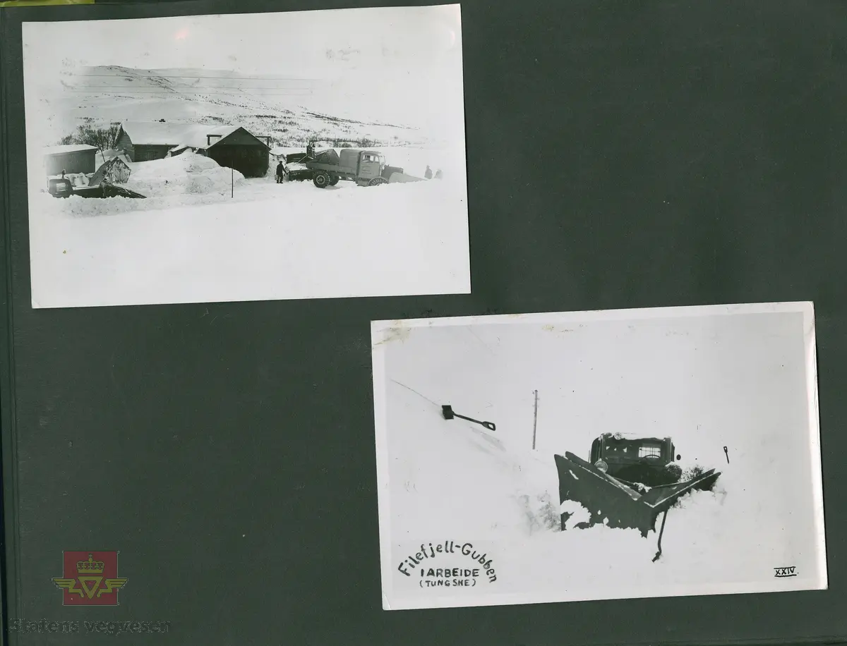 Bilde av "Filefjell-Gubben" i A/S Jotunheimen og Valdresruten Bilselskap (JVB) på Filefjell.  Tekst på bildet: "Filefjell-Gubben i arbeide (tung sne)." FWD lastebilen "Filefjell-Gubben"  ble innkjøpt av JVB i 1936. Den til da kraftigste FWD i landet. JVB sendte brev til leverandøren 30.04.1937 hvor de sier seg meget godt fornøyd med bilen de kjøpte før jul i 1936.  Jr. boka "Familiefirmaet-utenom allfarvei/2000 årsboken." Colbjørnsen & Co A/S. Kilde:  Jf. "JVB. Den spede begynnelse-A/S Jotunheimen og Valdresruten Bilselskap."