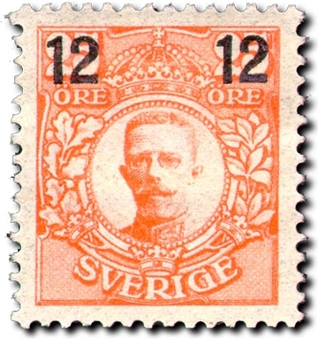 Gustaf V i medaljong - Provisorier, påtryck.