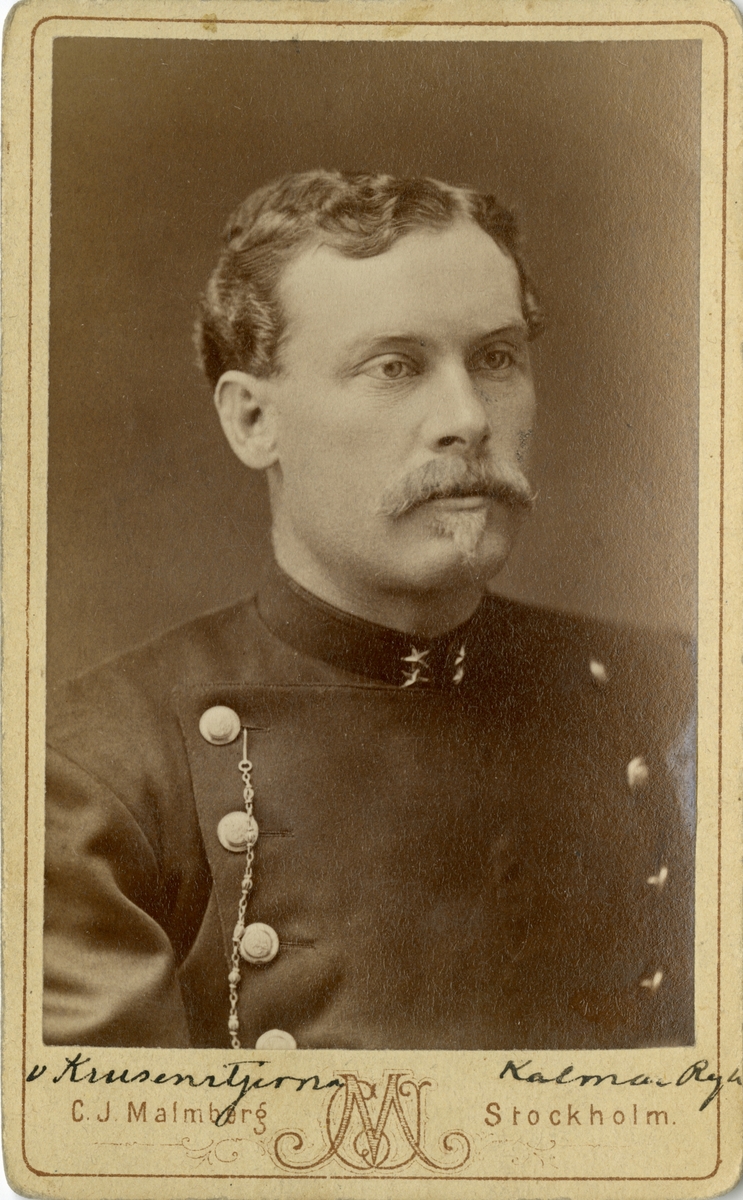 Porträtt av Wilhelm Ernst von Krusenstjerna, löjtnant vid Kalmar regemente I 20. Se även AMA.0007746.