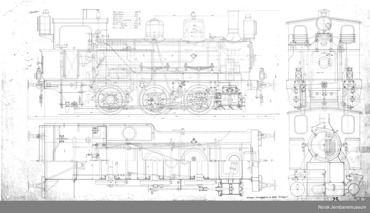 Damplokomotiv type 25a, hovedtegning