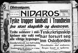 Avisutklipp fra Nidaros 9. april 1940