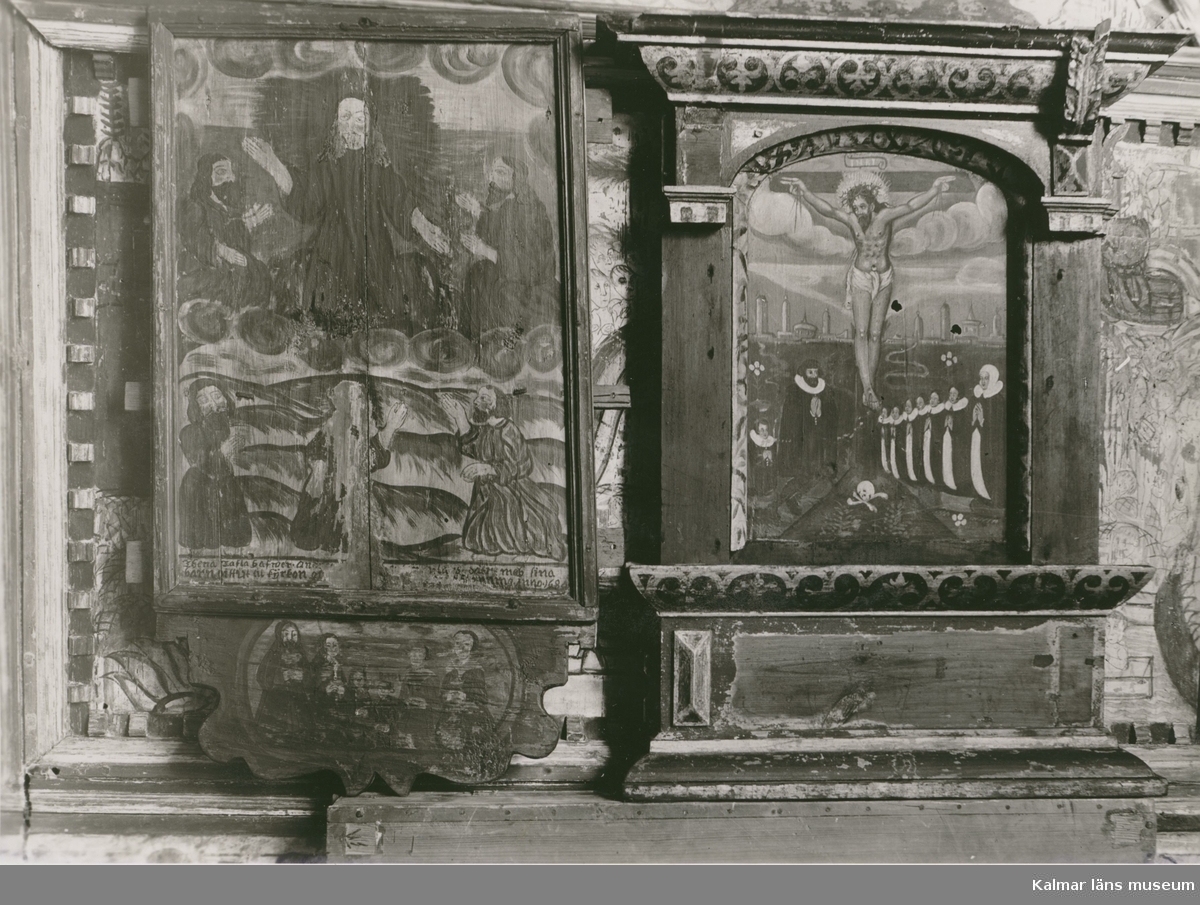 Epitafier från 1600-talet i Gamleby kyrka.