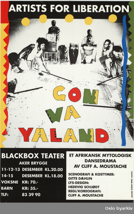 Plakat for forestillingen Gonwayaland...Oslo byarkiv har ikke rettigheter til denne plakaten. Ved bruk/bestilling ta kontakt med Nordic Black Theatre (post@nordicblacktheatre.no)